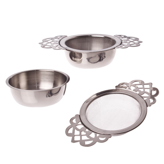 Teaology Stainless Steel Vintage Style Tea Strainer Set