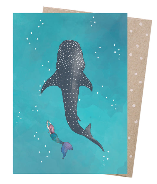 Earth Greetings Victoria McGrane Whale Shark & Mermaid Greeting Card