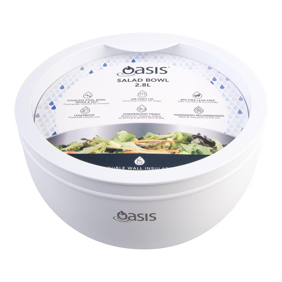 Oasis Double Wall Insulated Salad Bowl 2.8 Litre Capacity