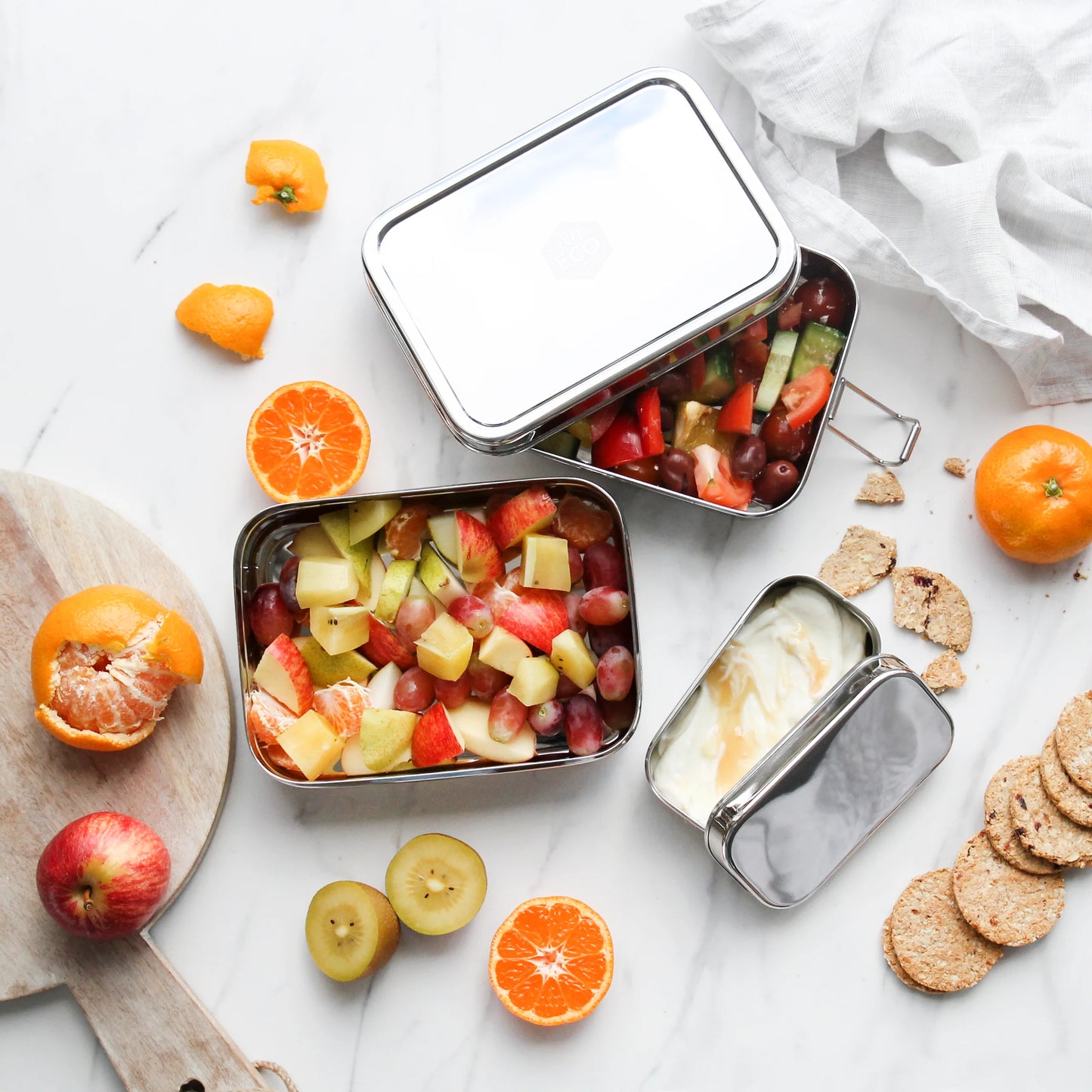 Ever Eco Stainless Steel XL Stackable Bento Box - 3 Piece Set 1900ml