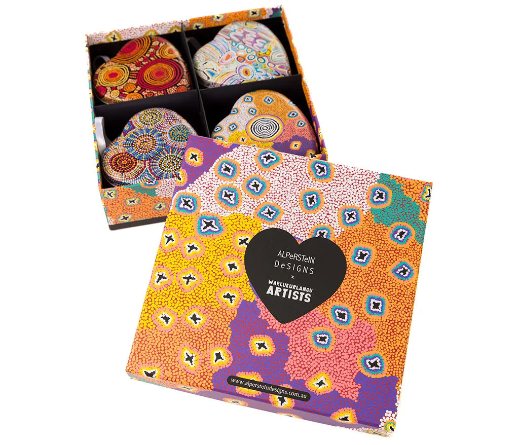 Indigenous Artists Christmas Bauble Heart Shape Tins 4 Pack