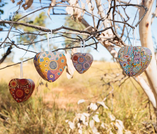 Indigenous Artists Christmas Bauble Heart Shape Tins 4 Pack