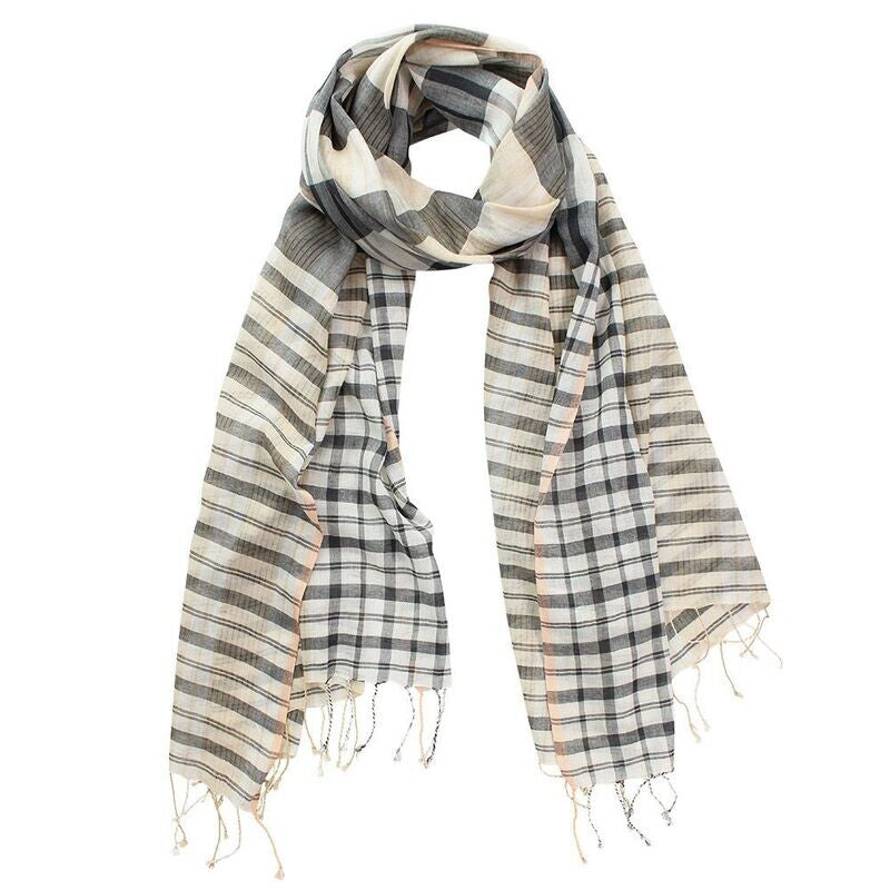 D)LUX Mosaic Check Handwoven Cotton Scarf