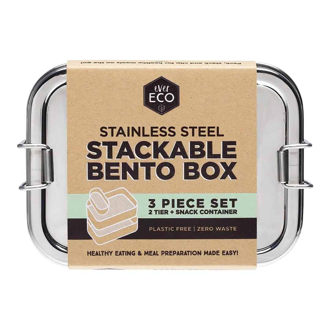 Ever Eco Stainless Steel Stackable Bento Box - 3 Piece Set