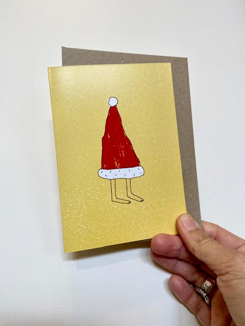 Surfing Sloth Giant Santa Hat Christmas Greeting Card