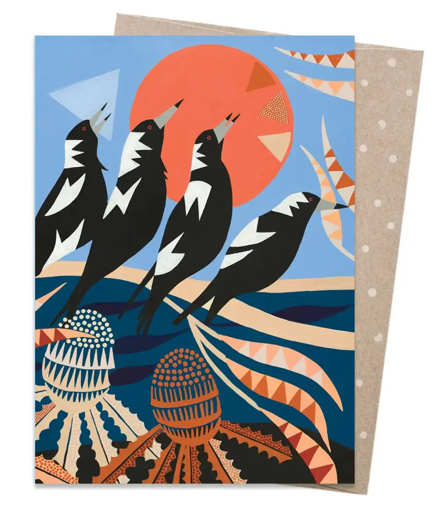 Earth Greetings Helen Ansell Magpie Chorus Greeting Card