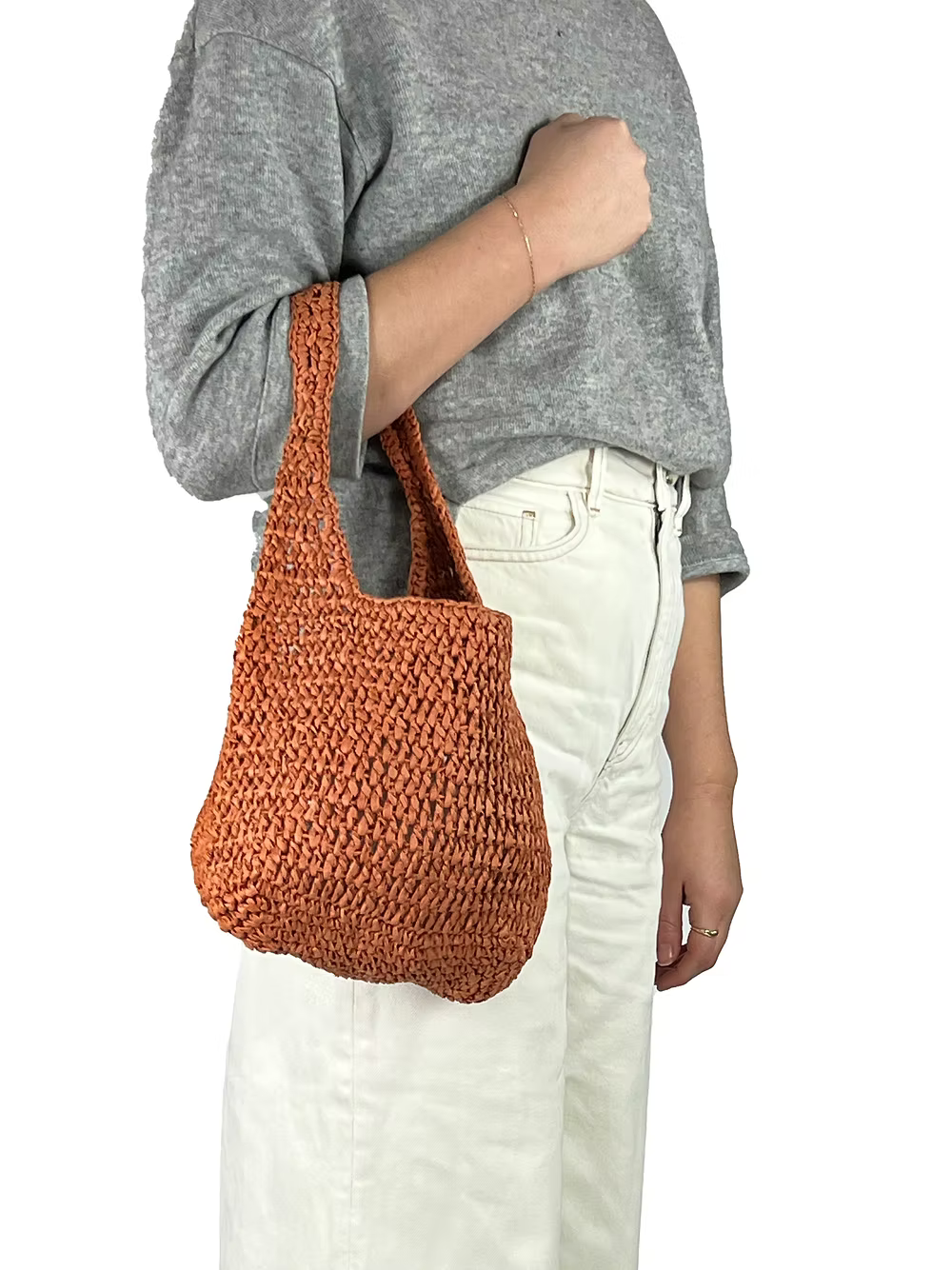 Apple Green Duck Natural Paper Twine Mini Messenger Bag