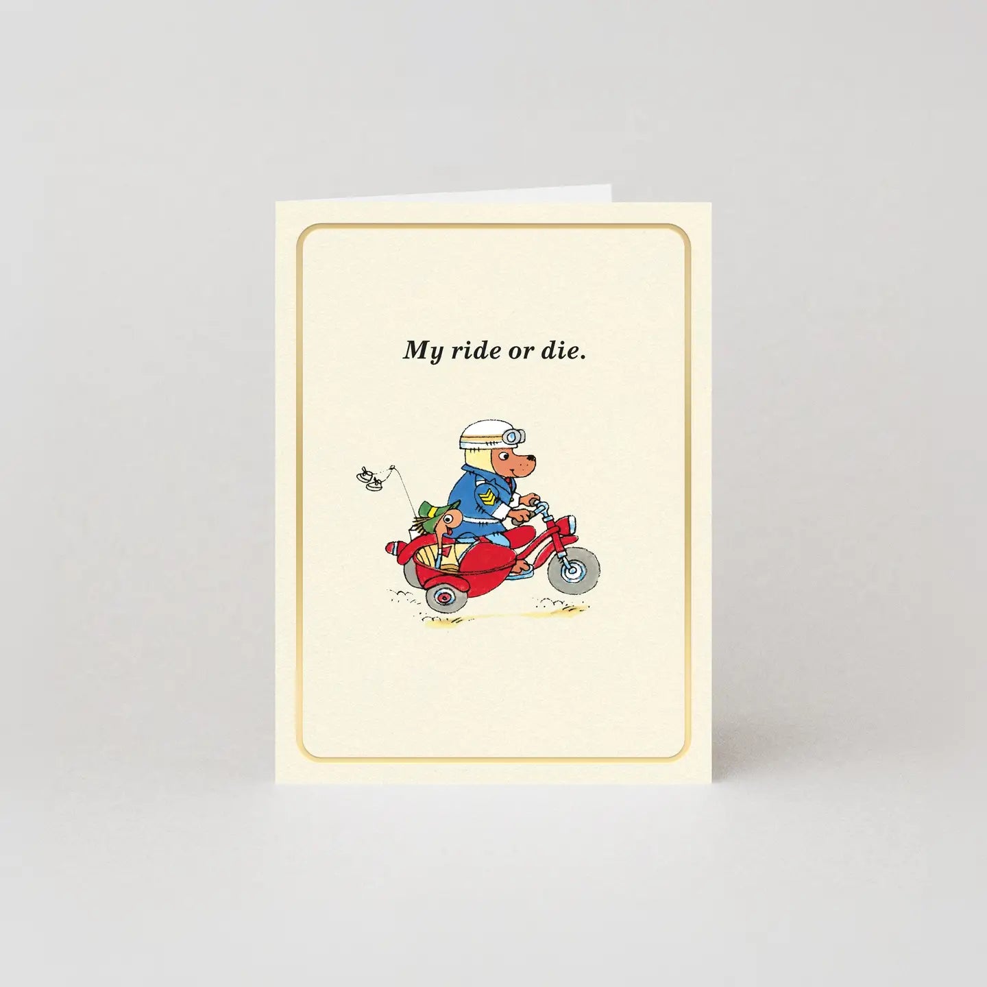 Richard Scarry My Ride Or Die Gold Foil Mini Greeting Card