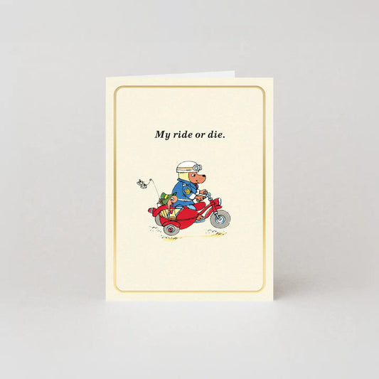 Richard Scarry My Ride Or Die Gold Foil Mini Greeting Card