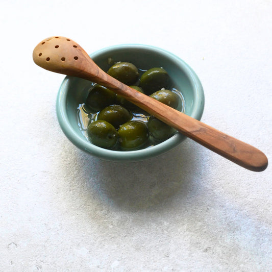 Olive Wood Holed Spoon 20cm