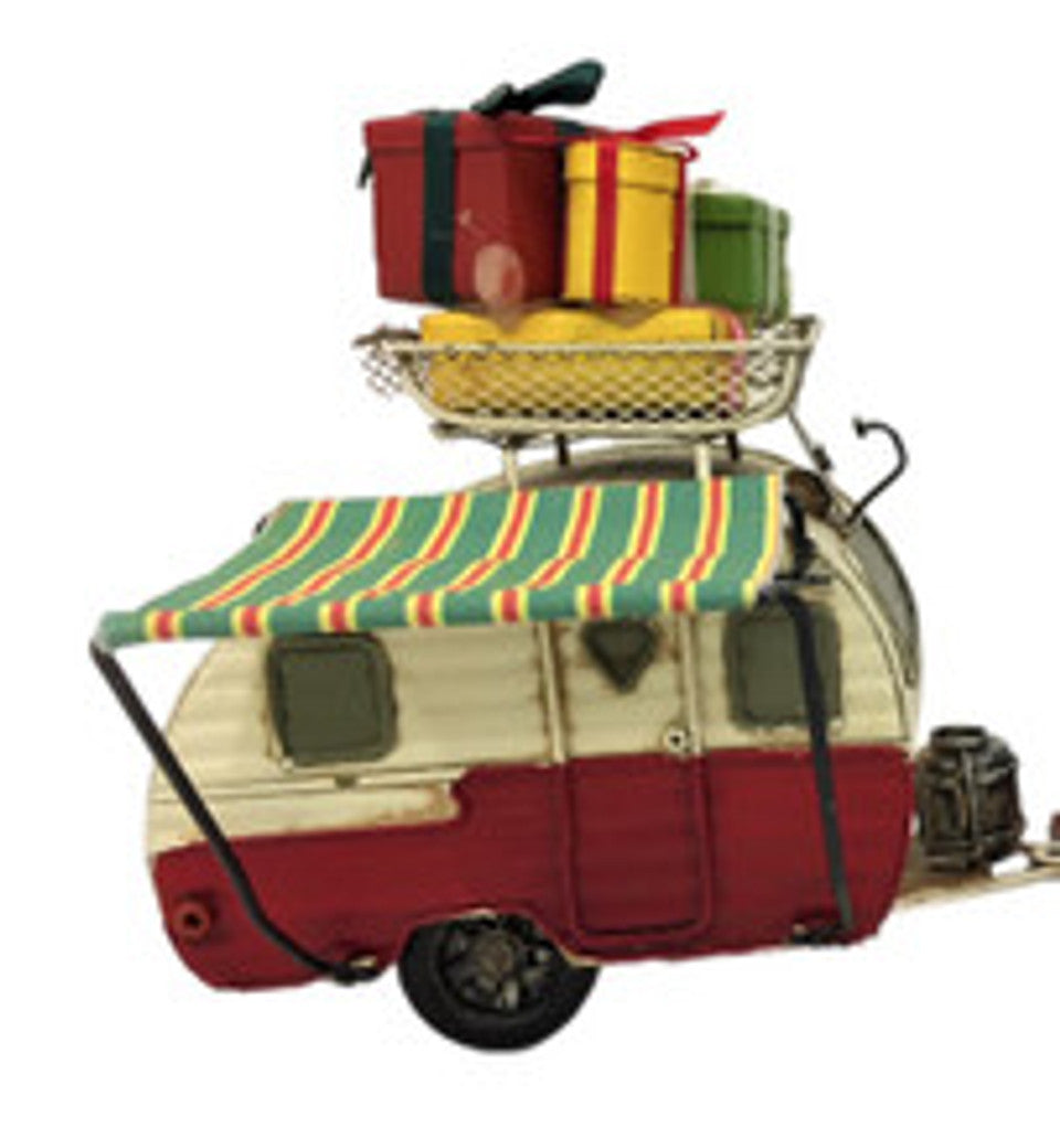 Australian Christmas Metal Wagon, Red Ute and Caravan Ornaments