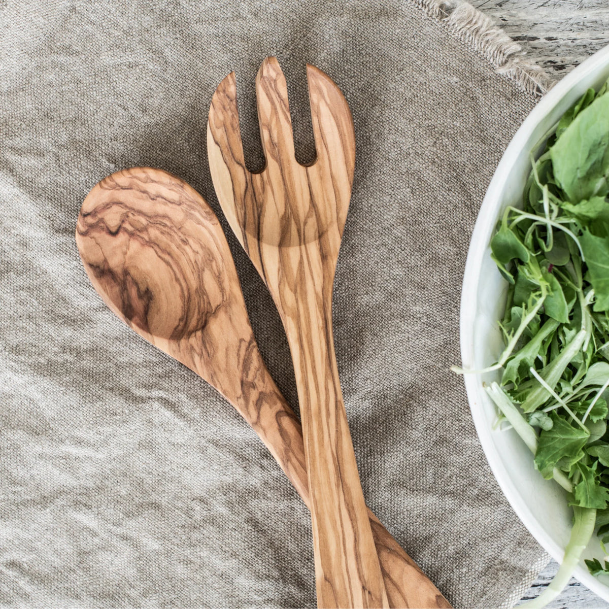 Olive Wood Salad Servers 30cm