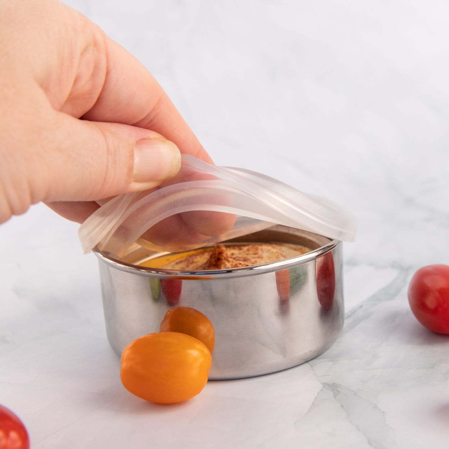 Silicon Lid Stainless Steel Round Container 250ml