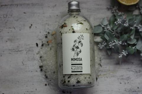 Mimosa Botanicals Luxury Bath Soak Apothecary Bottle