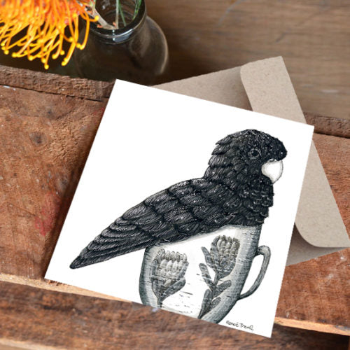 Renee Treml Tea Cosy Black Cockatoo Card