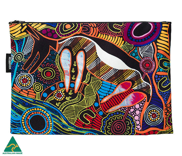 Indigenous Artists Cotton Large Zip Bag