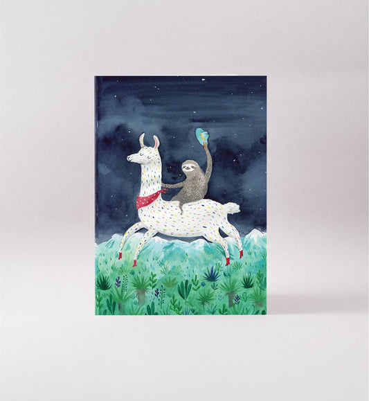 Surfing Sloth Llama Sloth Card