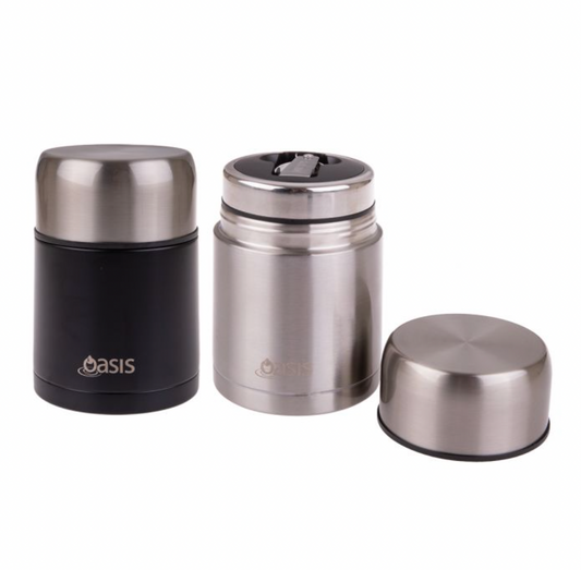 Oasis Stainless Steel Double Wall Insulated Food Container With Spoon 800ml