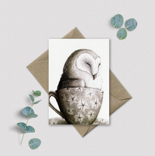 Renee Treml Tea Cosy Barn Owl Notecard
