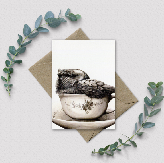 Renee Treml Tea Cosy Frogmouth Notecard