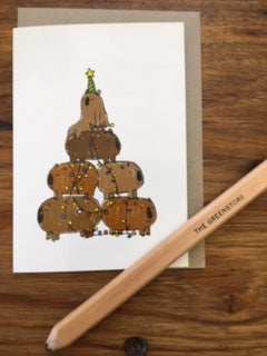 Surfing Sloth Wombat Tree Christmas Card