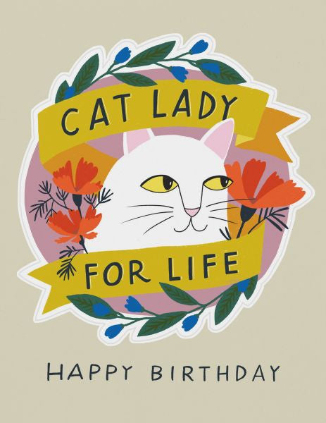 Cat Lady For Life Sticker Greeting Card