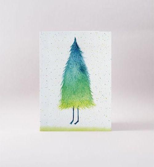 Surfing Sloth Barefoot Tree Christmas Card