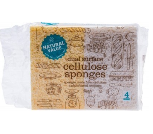 Natural Value Dual Surface Cellulose Sponges Pack of 4